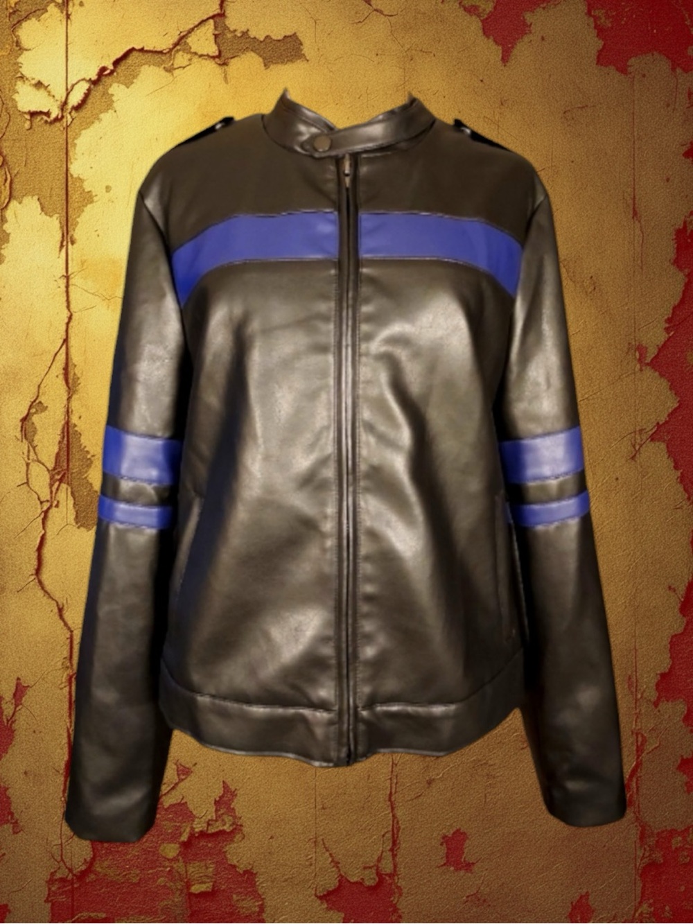 Hot Topic Social Collision Retro Punk Goth Two Tone Faux Leather Moto Jacket XL